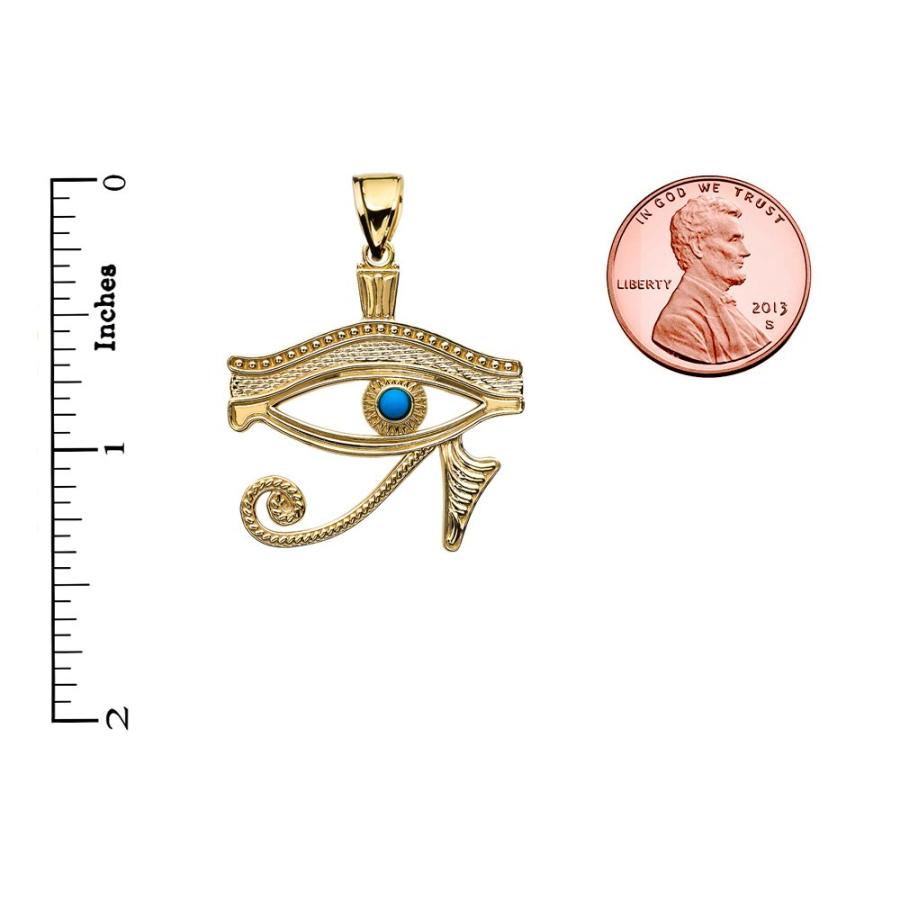 【並行輸入品】14Kイエローゴールド・エジプトブルー「ホルスの目」ペンダントネックレス　 ゴールド 14k Yellow Gold Egyptiの画像