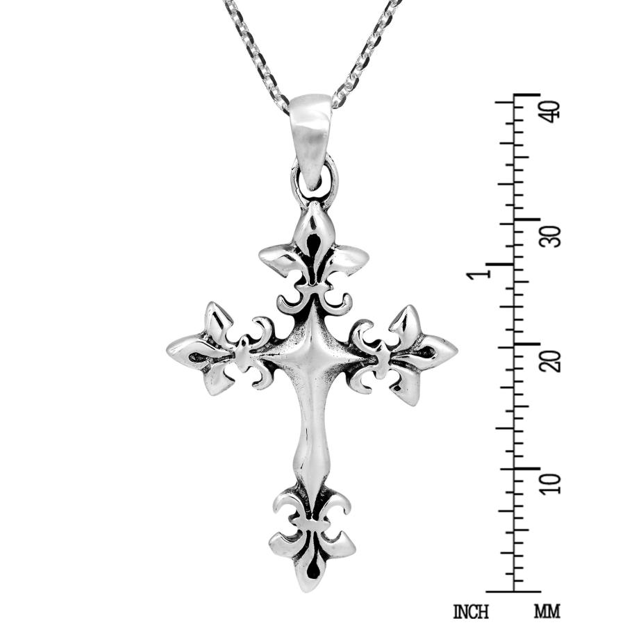 【並行輸入品】AeraVida アバントギャルド ユリフラワークロス .925スターリングシルバー ペンダントネックレス 女性用 ペンダントネッ