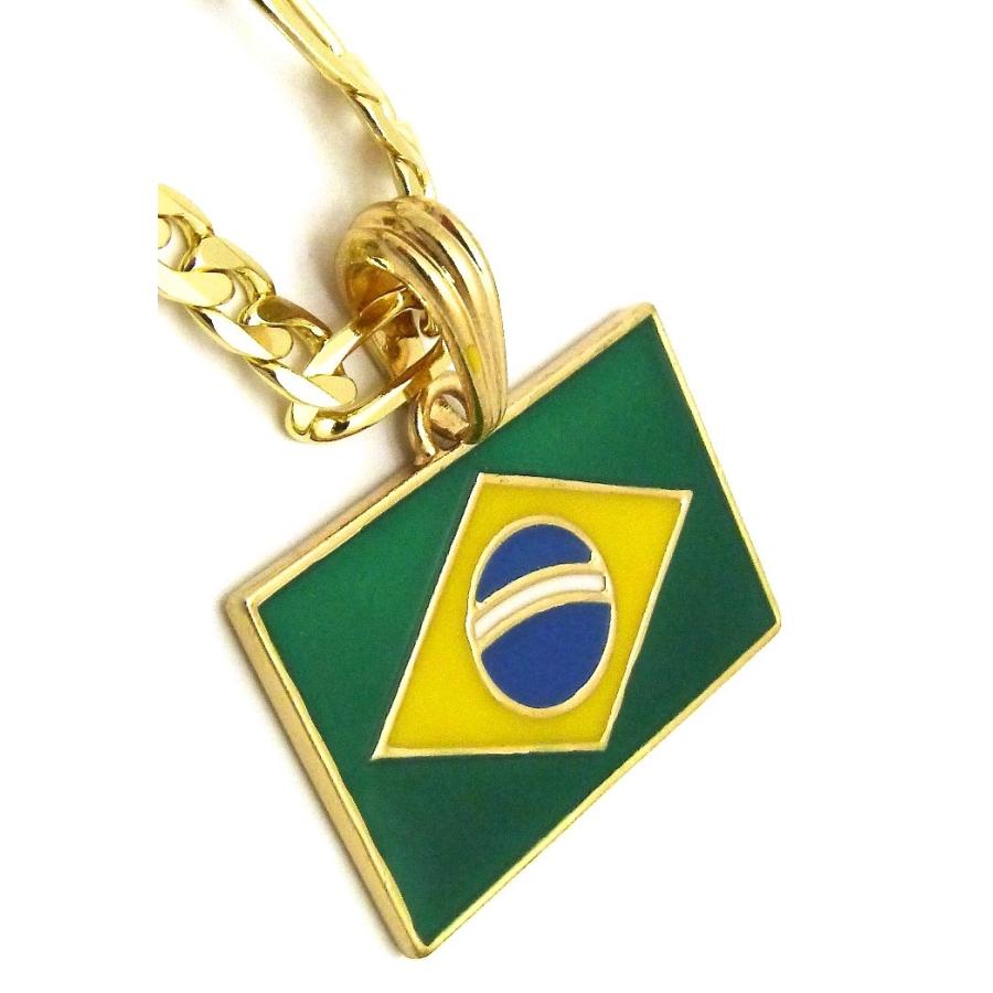 【並行輸入品】Gwoodブラジル国旗Smallペンダントネックレスwithフィガロチェーン24インチLong GWOOD Brazil Flag_3