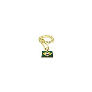 【並行輸入品】Gwoodブラジル国旗Smallペンダントネックレスwithフィガロチェーン24インチLong GWOOD Brazil Flag_8