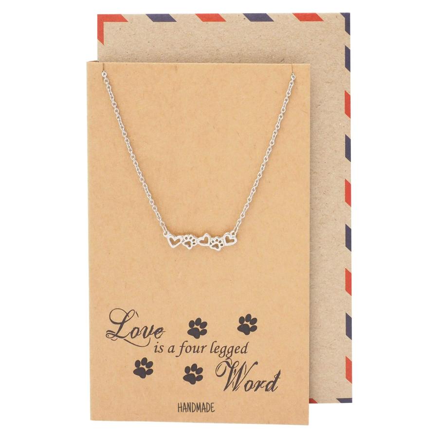 【並行輸入品】QuanジュエリーPaw Printネックレス、ハートPawチャームペンダント、ペットお悔やみ、ステンレススチール、調節可能なチェ_2