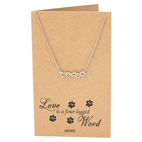 【並行輸入品】QuanジュエリーPaw Printネックレス、ハートPawチャームペンダント、ペットお悔やみ、ステンレススチール、調節可能なチェ_3