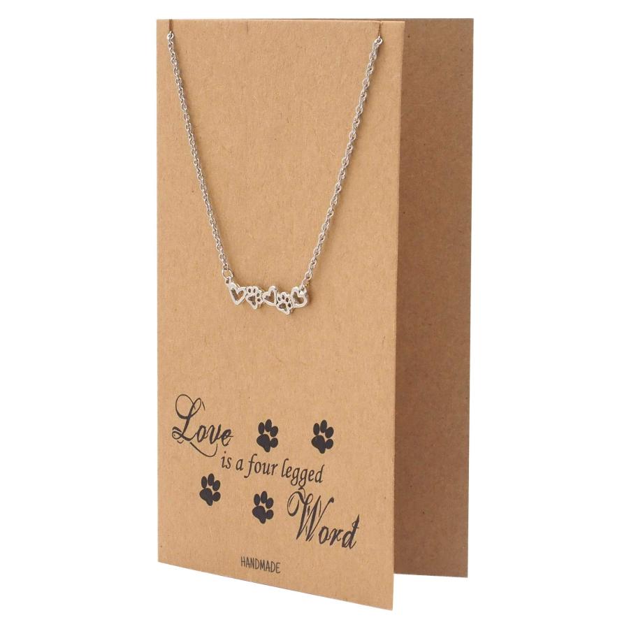 【並行輸入品】QuanジュエリーPaw Printネックレス、ハートPawチャームペンダント、ペットお悔やみ、ステンレススチール、調節可能なチェ_8