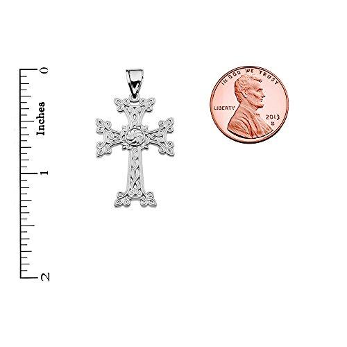 【並行輸入品】スターリングシルバーエタニティ" Khachkar" Armenian Crossペンダントネックレス(Small) シルバー M
