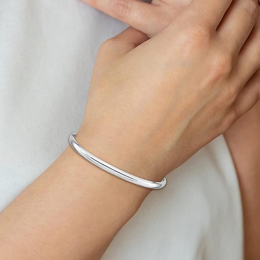 【並行輸入品】ICE CARATS 14Kホワイトゴールド 高4.0mm ヒンジ付きバングルブレスレット ファインジュエリー 女性へのギフトに，_9