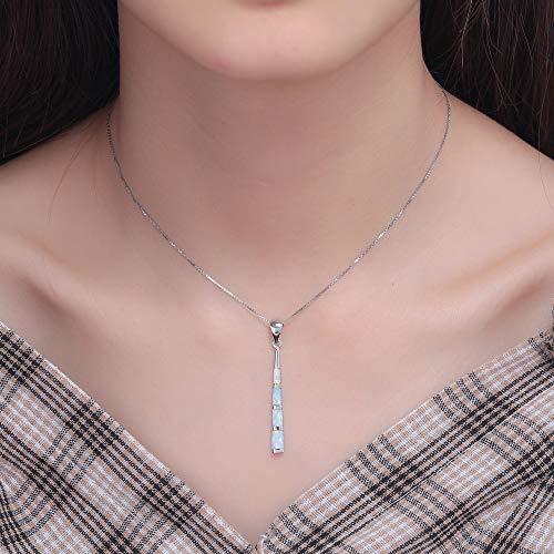【並行輸入品】CiNily オパールペンダントネックレス レディース 14Kホワイトゴールドメッキ ロングディスクペンダント レディースファッシ_7