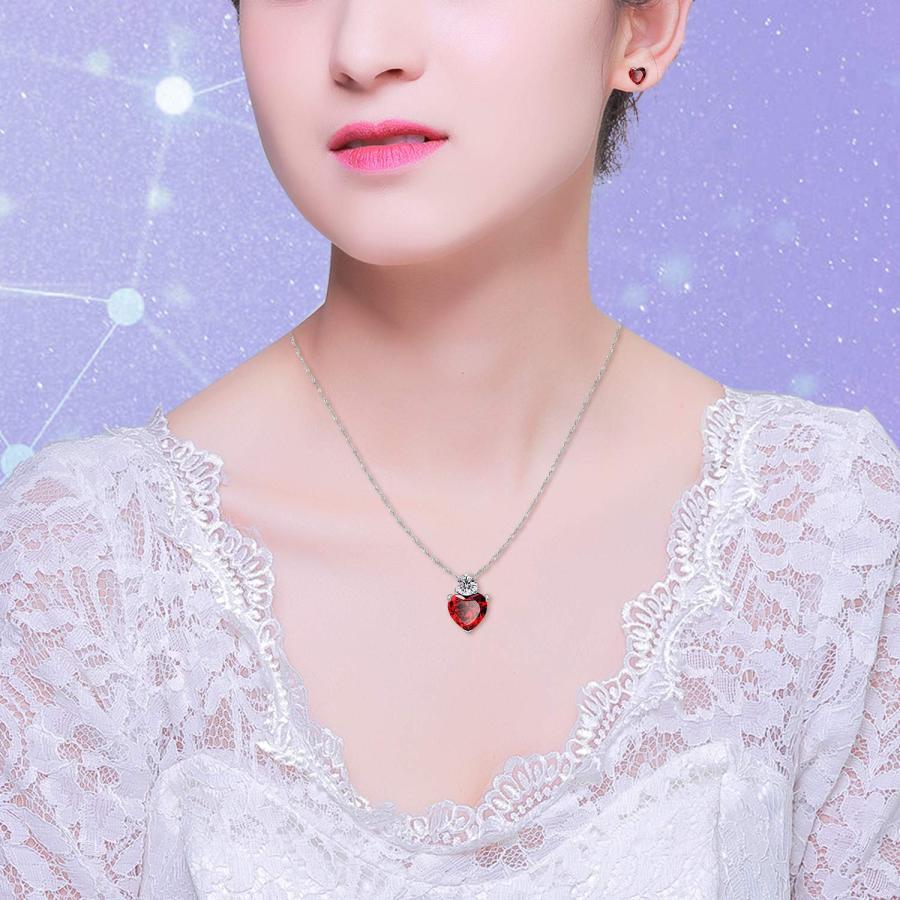 並行輸入品】[Uloveido] レッドクリスタルハートネックレスとスタッド