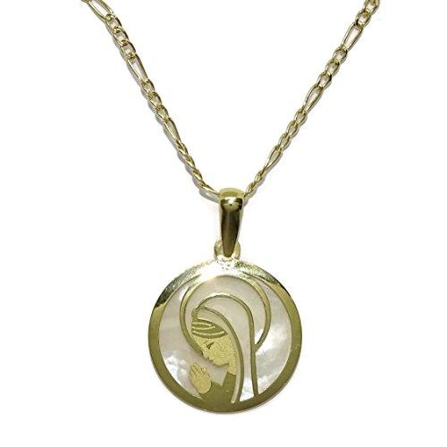 【並行輸入品】18K Gold Virgin Mary Medallion Necklace for Women | Mother of Peの画像