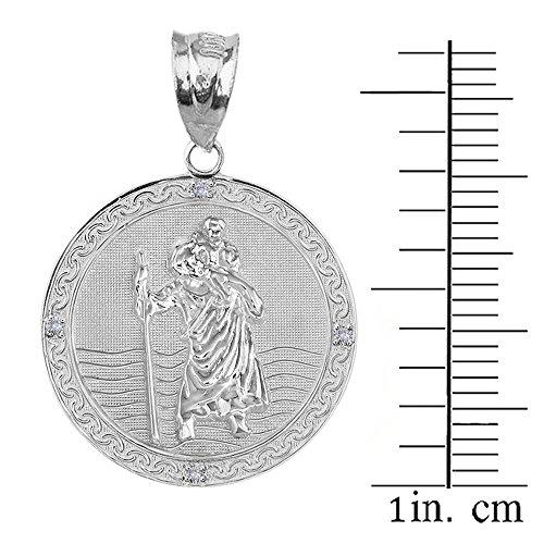 【並行輸入品】スターリングシルバーStクリストファー・CZ Medalカトリックチャームトラベラー保護ネックレス( 1.16インチ) シルバー_4