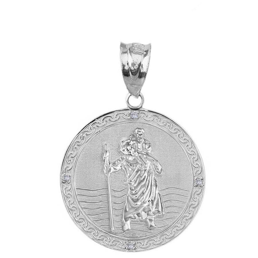 【並行輸入品】スターリングシルバーStクリストファー・CZ Medalカトリックチャームトラベラー保護ネックレス( 1.16インチ) シルバー_6