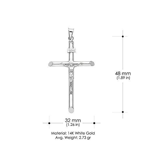 【並行輸入品】Ioka   14K White Gold Religious Crucifix Tube Cross Charm Largeの画像