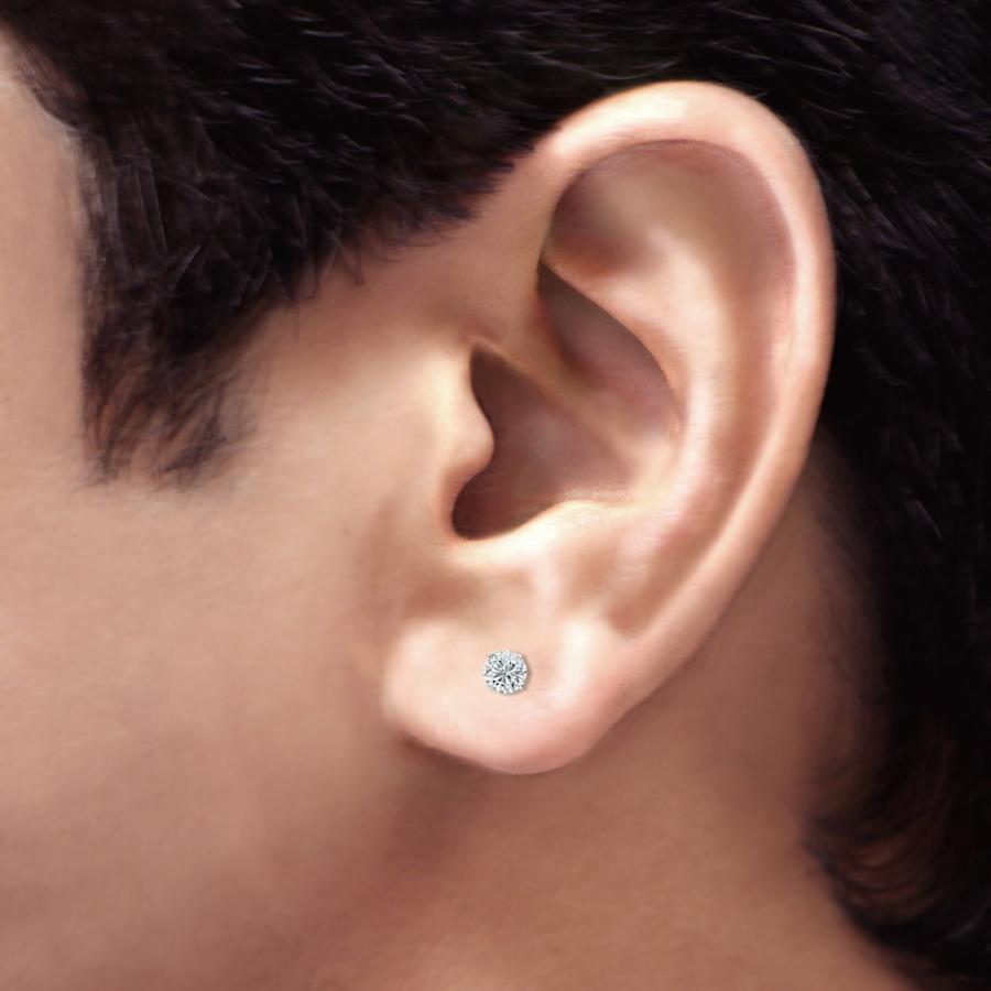 【並行輸入品】14k White Gold Men's Simulated Cubic Zirconia Diamond SINGLE STUの画像