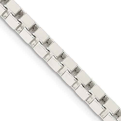 【並行輸入品】Diamond2Deal Sterling Silver 3.75mm Box Chain Necklace Fine Jeweの画像