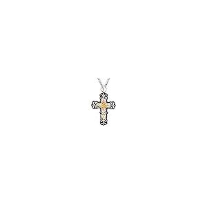 【並行輸入品】Antiqued Cross Pendant Necklace, Sterling Silver, 12k Green andの画像