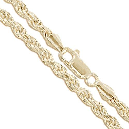 【並行輸入品】Sac Silver 10k Yellow Gold Hollow Diamond Cut Rope Link Chain 4mの画像