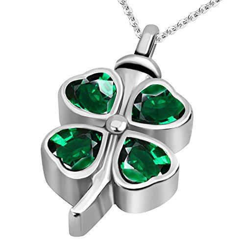 【並行輸入品】JMQJewelry ラッキークローバー 骨壺ネックレス 遺灰メモリアル形見ペンダント JMQJewelry Urn 4 Leafの画像