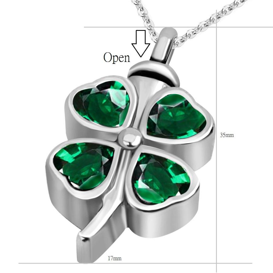 【並行輸入品】JMQJewelry ラッキークローバー 骨壺ネックレス 遺灰メモリアル形見ペンダント JMQJewelry Urn 4 Leafの画像