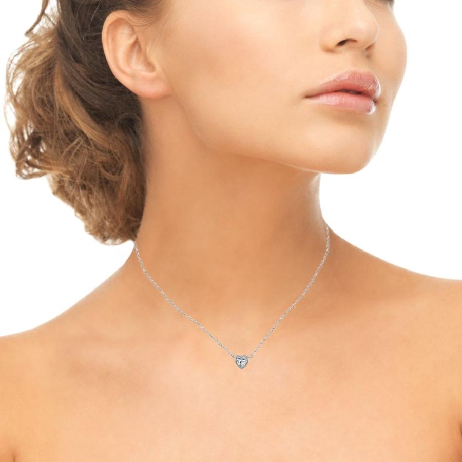 【並行輸入品】スターリングシルバーキュービックジルコニアbezel set Heart Necklace， 16 " + 2 " Extende_3