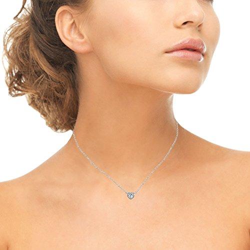 【並行輸入品】スターリングシルバーキュービックジルコニアbezel set Heart Necklace， 16 " + 2 " Extende_4