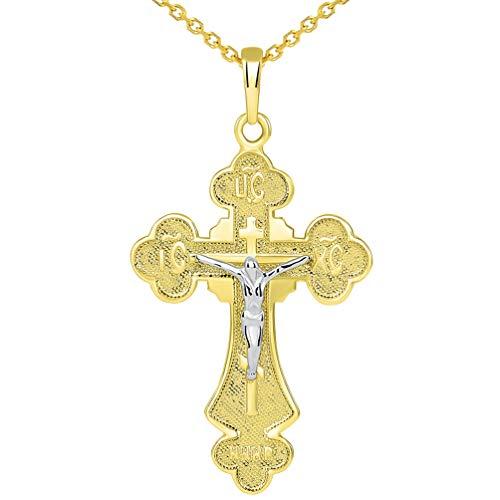 【並行輸入品】ソリッド14?Kゴールド正教会ICXCクロス十字架チャームペンダント Jewelry America 14k Two Tone Gの画像