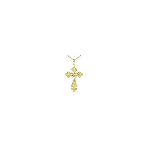 【並行輸入品】ソリッド14?Kゴールド正教会ICXCクロス十字架チャームペンダント Jewelry America 14k Two Tone Gの画像