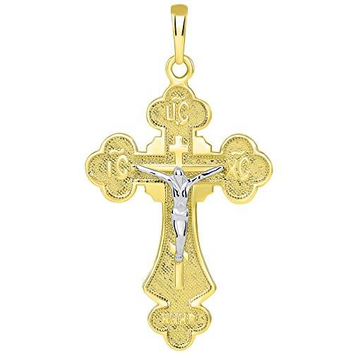【並行輸入品】ソリッド14?Kゴールド正教会ICXCクロス十字架チャームペンダント Jewelry America 14k Two Tone Gの画像