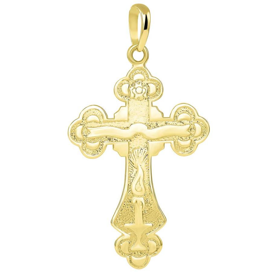 【並行輸入品】ソリッド14?Kゴールド正教会ICXCクロス十字架チャームペンダント Jewelry America 14k Two Tone Gの画像