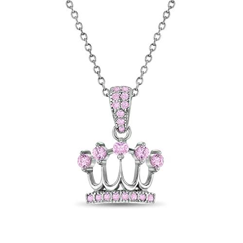 [In Season Jewelry] 925人のスターリングシルバーピンクCZプリンセスクラウン女の子ペンダントネックレス16" 並行輸入品｜best-style｜02