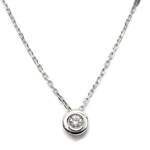 【並行輸入品】Solitaire Diamond Pendant Necklace 18K Gold Women | Round Chatonの画像