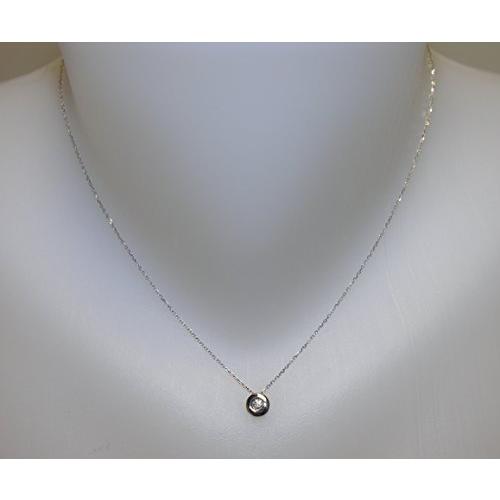 【並行輸入品】Solitaire Diamond Pendant Necklace 18K Gold Women | Round Chatonの画像