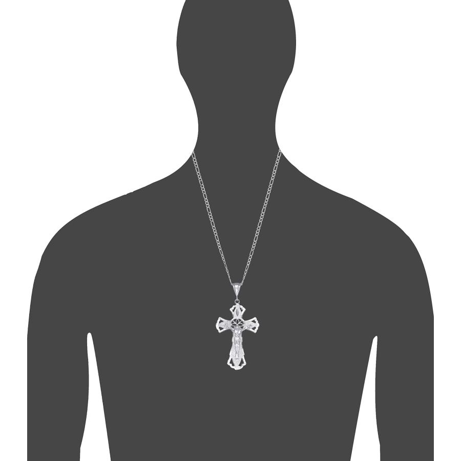 【並行輸入品】Largeスターリングシルバークロスwith Jesusペンダントネックレスwithダイヤモンドカット仕上げ eJewelryPl_3