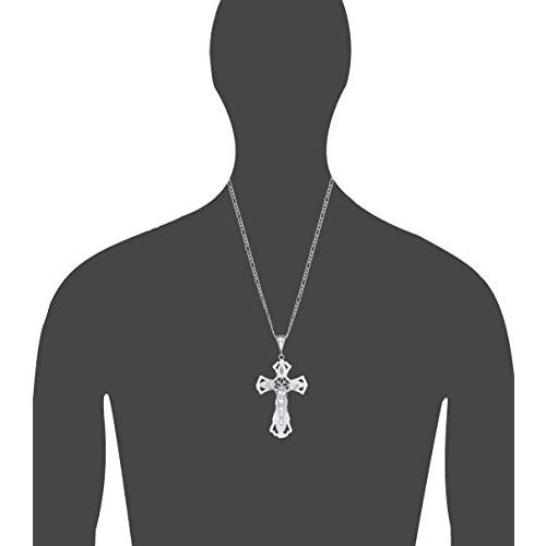 【並行輸入品】Largeスターリングシルバークロスwith Jesusペンダントネックレスwithダイヤモンドカット仕上げ eJewelryPl_4