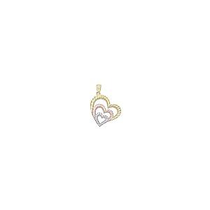 【並行輸入品】Charm America ゴールドダイヤモンドカット トリプルハートペンダント 10カラット 3色 ソリッドゴールド，_2
