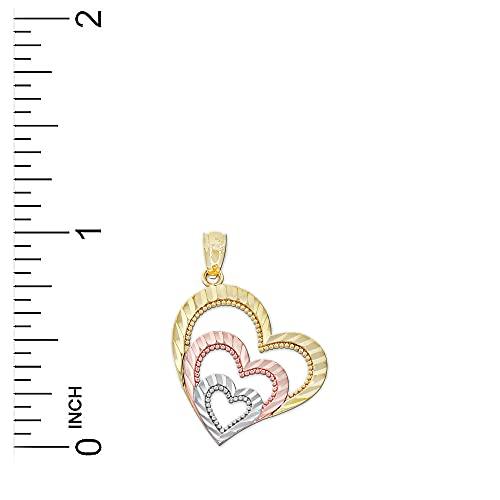 【並行輸入品】Charm America ゴールドダイヤモンドカット トリプルハートペンダント 10カラット 3色 ソリッドゴールド，_7