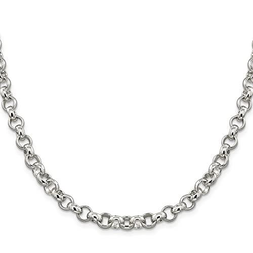 【並行輸入品】Diamond2Deal Sterling Silver 6.75mm Rolo Chain Necklace Fine Jewの画像