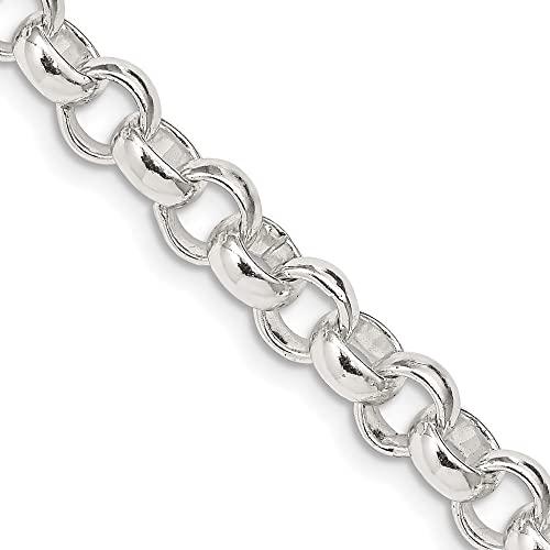 【並行輸入品】Diamond2Deal Sterling Silver 6.75mm Rolo Chain Necklace Fine Jewの画像