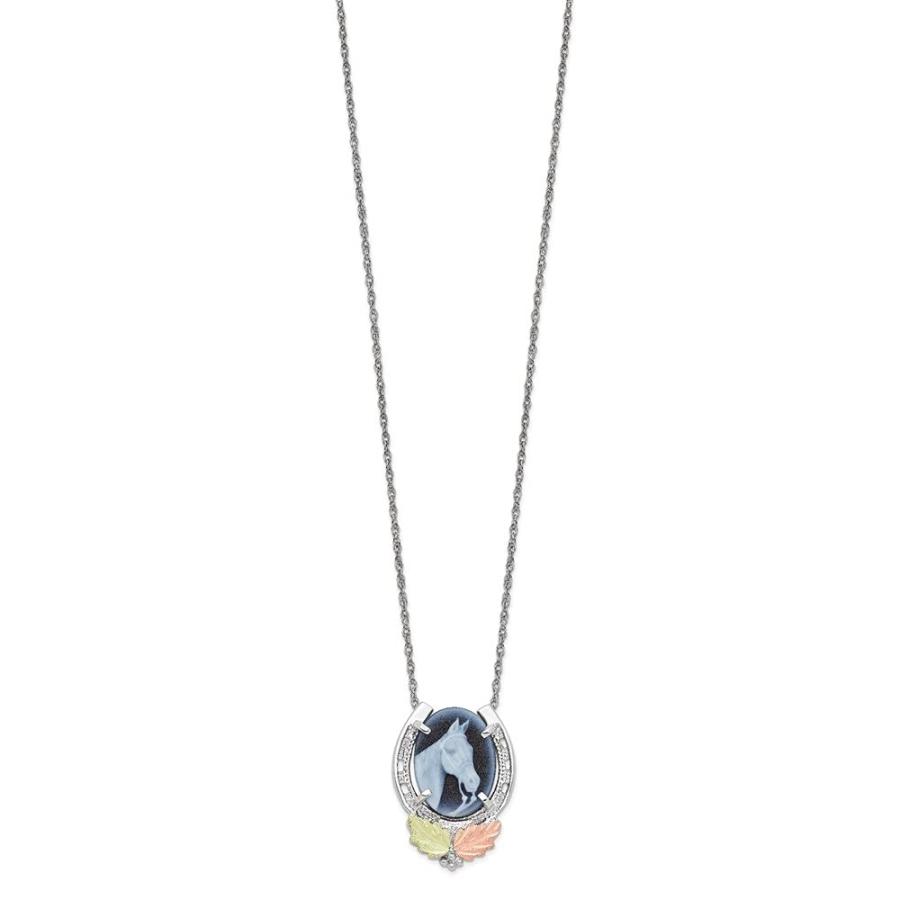 【並行輸入品】Diamond2Deal スターリングシルバー&12K馬カメオネックレス ファインジュエリーギフト 女性向け, 金属 Diamonの画像