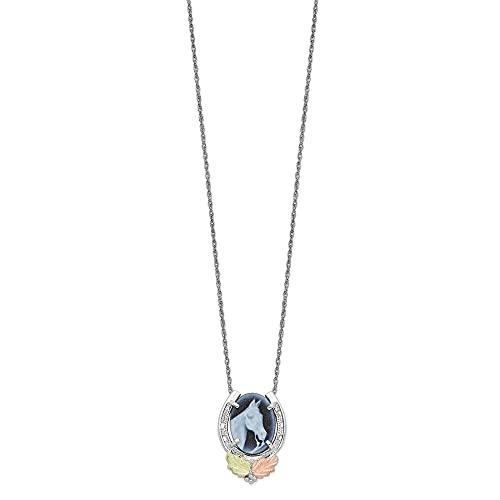【並行輸入品】Diamond2Deal スターリングシルバー&12K馬カメオネックレス ファインジュエリーギフト 女性向け, 金属 Diamonの画像