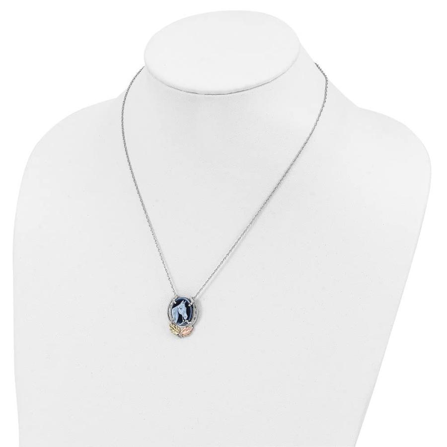 【並行輸入品】Diamond2Deal スターリングシルバー&12K馬カメオネックレス ファインジュエリーギフト 女性向け, 金属 Diamonの画像