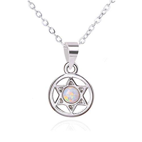 【並行輸入品】KELITCHクラシックダビデの星Hexagramペンダントネックレス925 sterling silverホワイトcreated_1