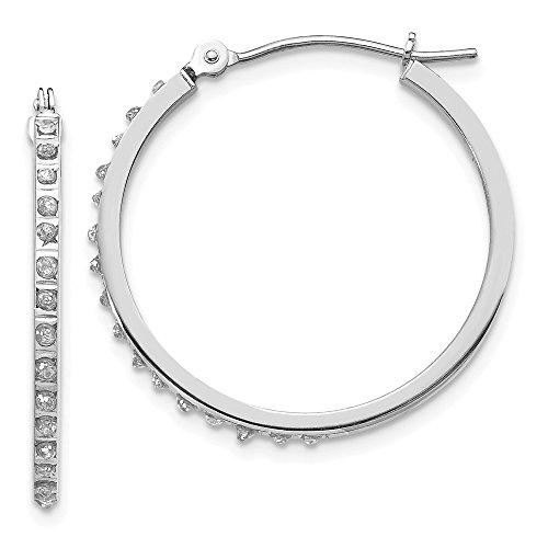 【並行輸入品】Diamond2Deal 14k White Gold Diamond Round Hinged Hoop Earrings Fの画像
