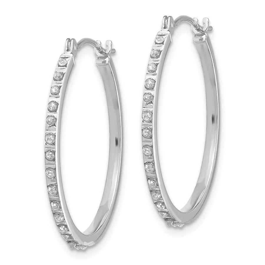 【並行輸入品】Diamond2Deal 14k White Gold Diamond Round Hinged Hoop Earrings Fの画像