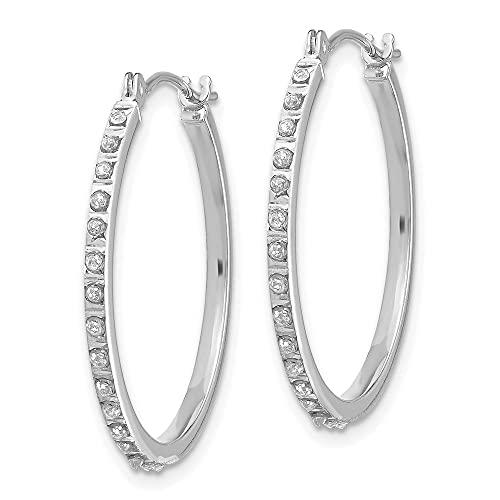 【並行輸入品】Diamond2Deal 14k White Gold Diamond Round Hinged Hoop Earrings Fの画像