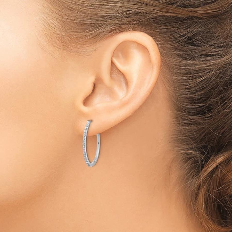 【並行輸入品】Diamond2Deal 14k White Gold Diamond Round Hinged Hoop Earrings Fの画像