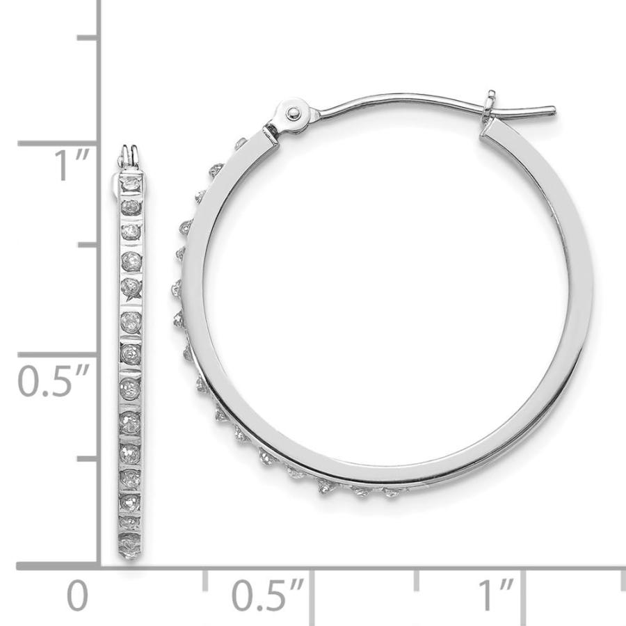 【並行輸入品】Diamond2Deal 14k White Gold Diamond Round Hinged Hoop Earrings Fの画像