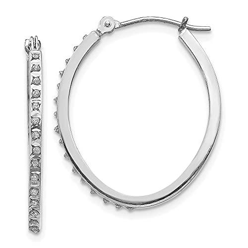 【並行輸入品】Diamond2Deal 14k White Gold Diamond Oval Hinged Hoop Earrings Fiの画像