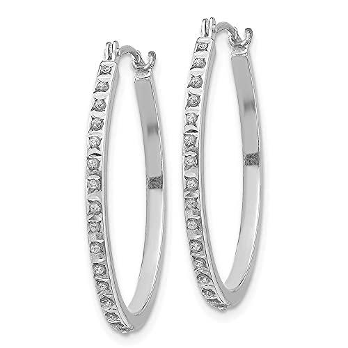 【並行輸入品】Diamond2Deal 14k White Gold Diamond Oval Hinged Hoop Earrings Fiの画像