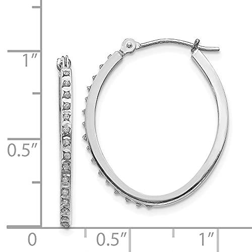 【並行輸入品】Diamond2Deal 14k White Gold Diamond Oval Hinged Hoop Earrings Fiの画像