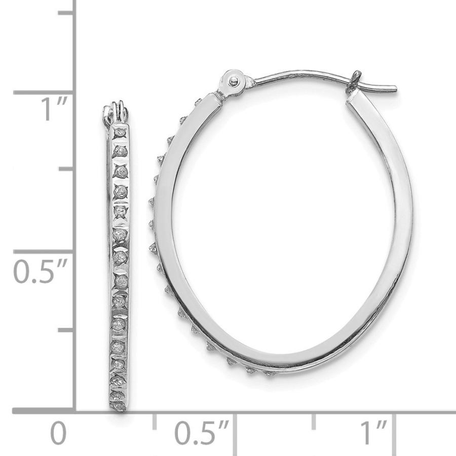 【並行輸入品】Diamond2Deal 14k White Gold Diamond Oval Hinged Hoop Earrings Fiの画像