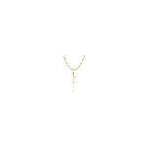 【並行輸入品】Iokaジュエリー? ?14?Kイエローゴールドプレーンクロス宗教チャームペンダントwith 3?+ 1?1.6?MMフィガロチェの画像